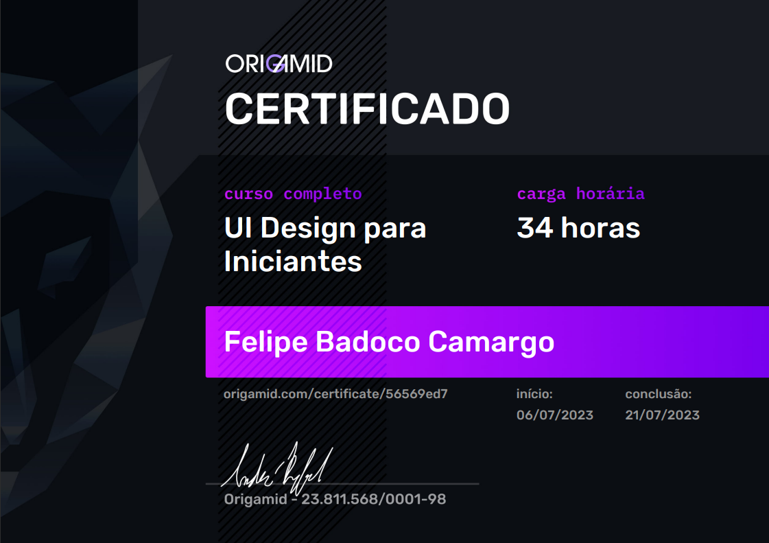 Imagem do Certificado de UI Design